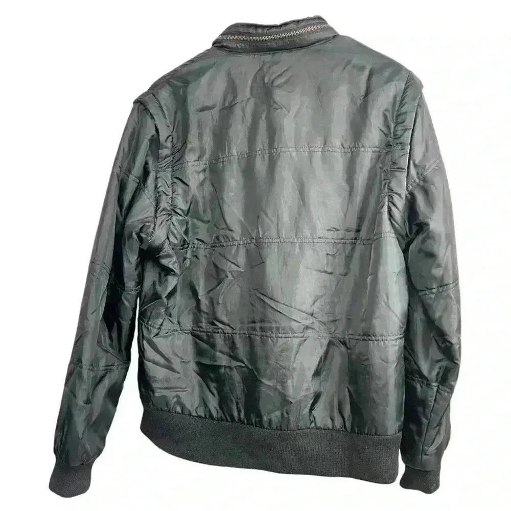 Sarin Black Bomber Jacket; Hideaway Hood & Detachable Arms | Size Medium - Picture 4 of 7